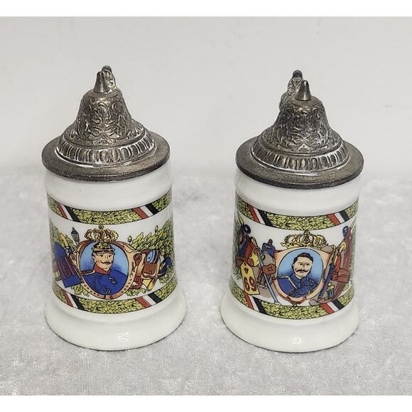 Vintage BMF Schnapskrugerl Miniature Beer Steins Set of 2-Tall 3.8